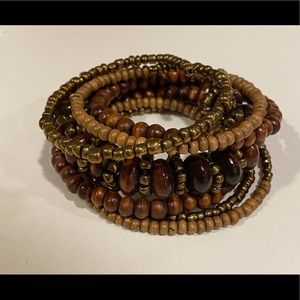 Brown Gold multi strand beaded bracelet